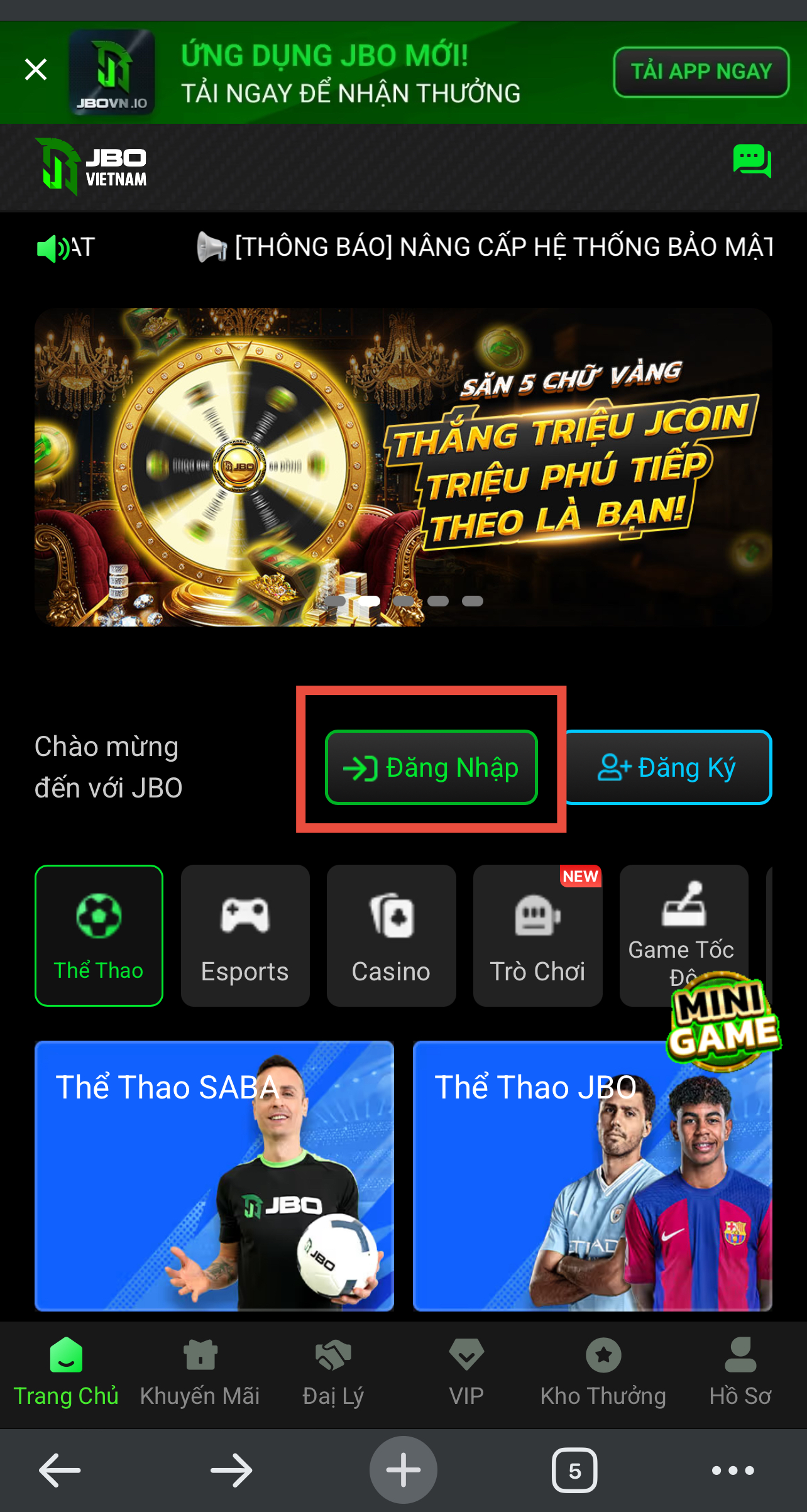 chon dang nhap jbo 1
